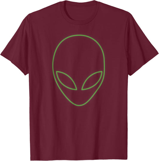 Glowing Alien Shirt - Glowing Holographic Aesthetic T-Shirt - T-Shirt | Maroon
