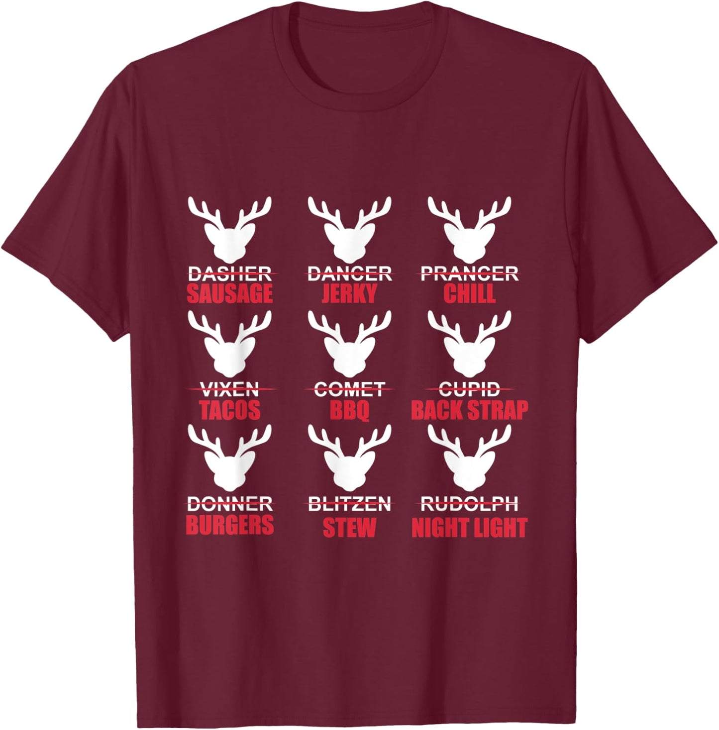 Christmas X-Mas Reindeers Hunting Hunter T-Shirt - T-Shirt | Maroon