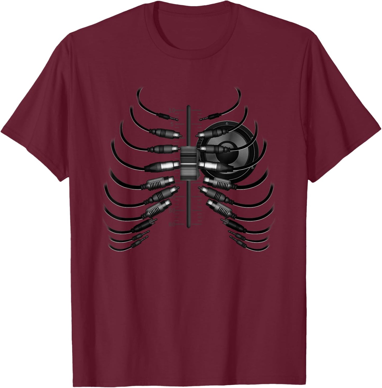 Sound Engineer Rib Cage Wired For Sound T-Shirt - T-Shirt | Maroon