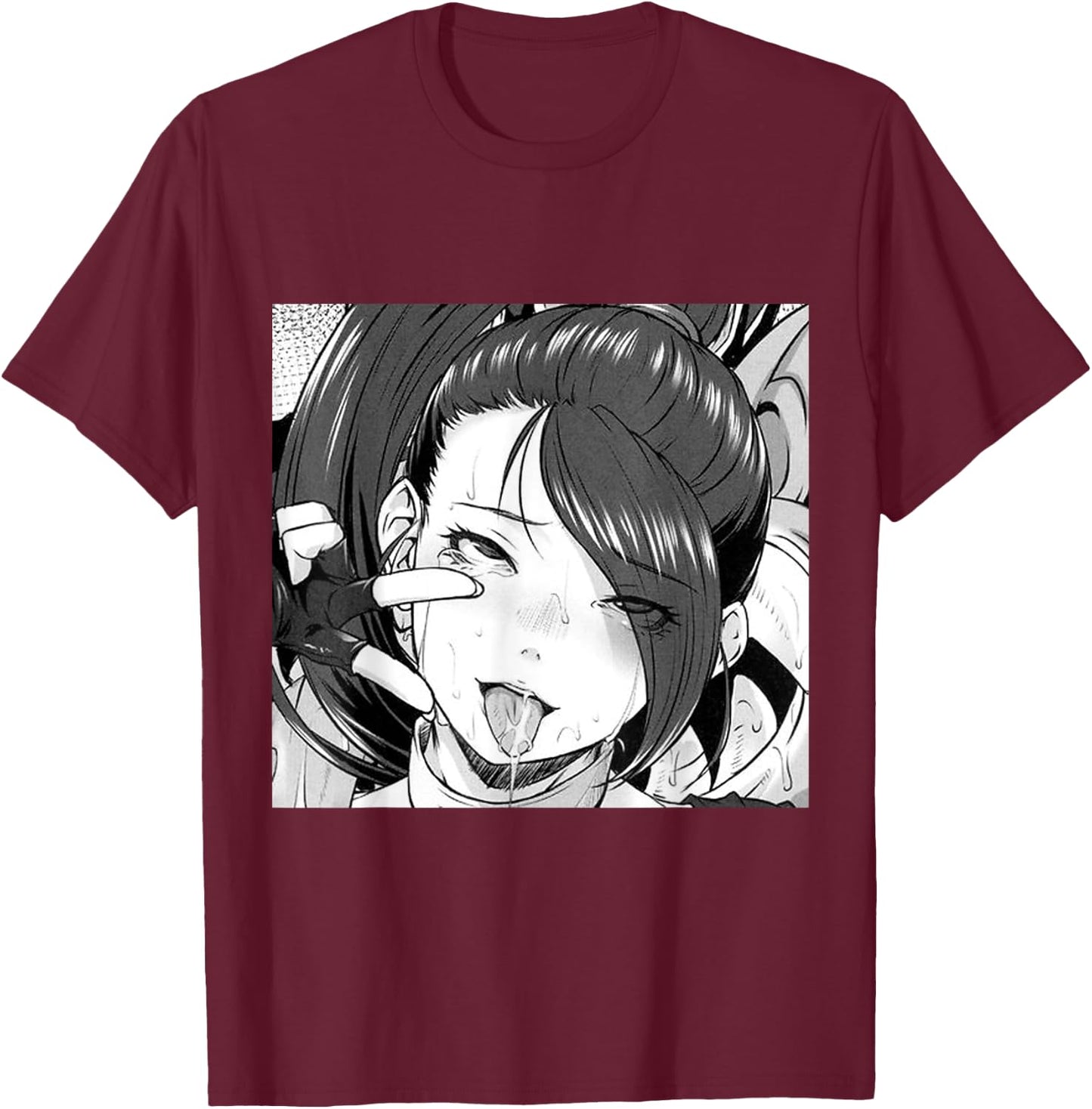 Ecchi Otaku Hentai Waifu Ahegao Girl Manga Anime T-Shirt - T-Shirt | Maroon