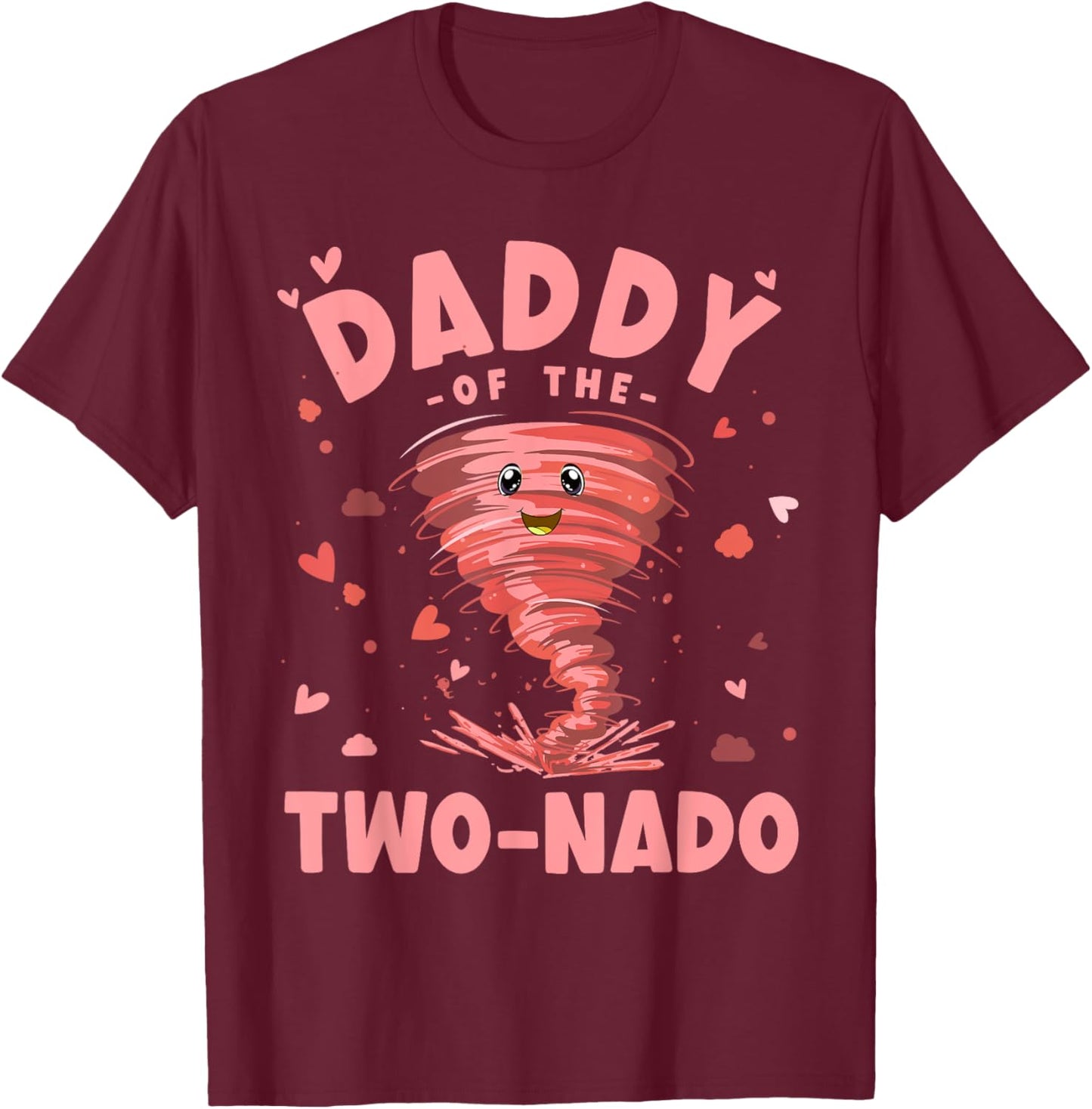 Daddy of the Two-Nado | Party 2nd Birthday | Tornado Dad T-Shirt - T-Shirt | Maroon