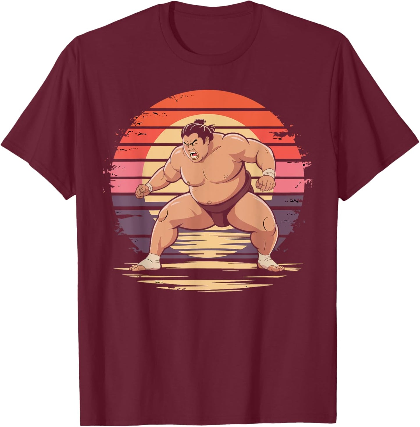 Retro Sumo Wrestling Vintage Japanese Sport Gifts T-Shirt - T-Shirt | Maroon
