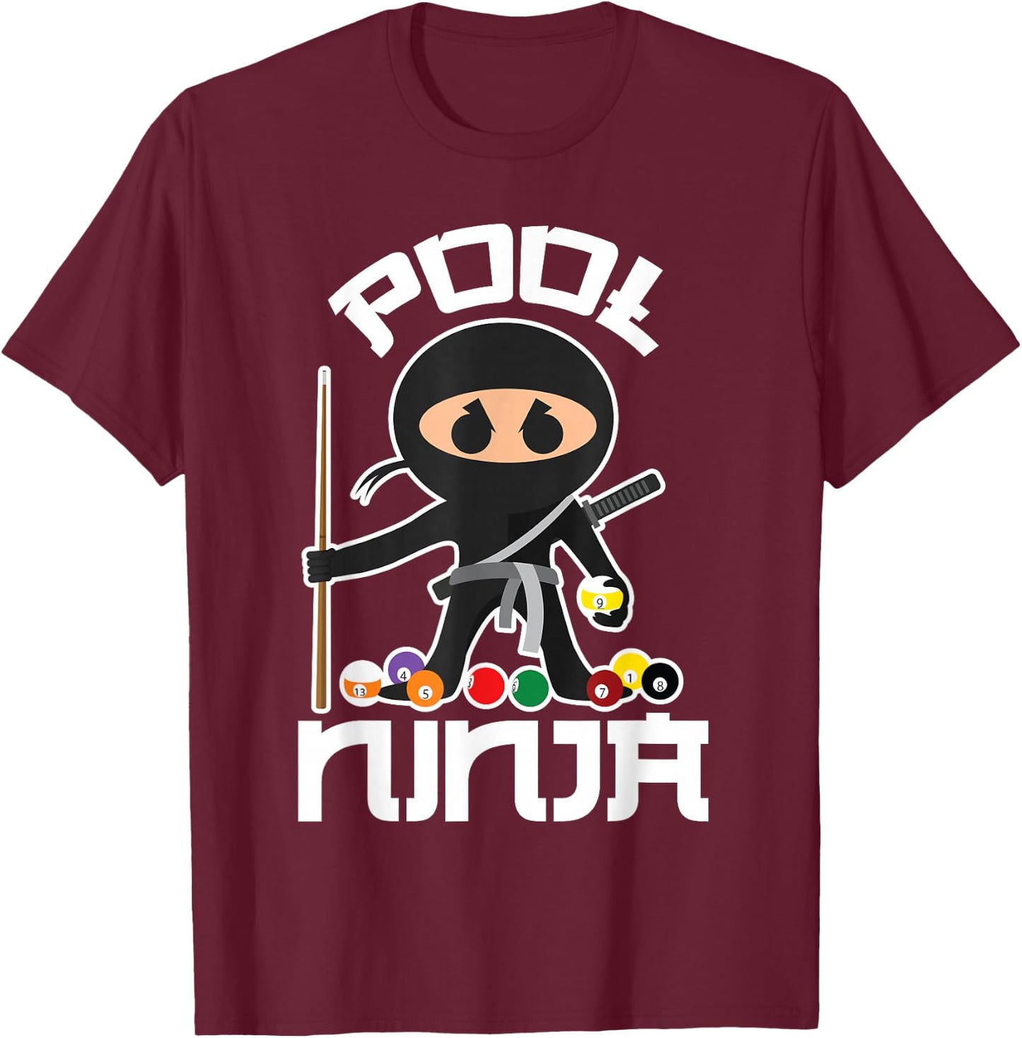 Pool Ninja Shirt | Cute Pocket Billiards Lover Gift T-Shirt - T-Shirt | Maroon