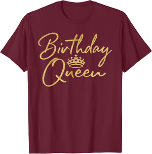 Birthday Queen B-Day Shirt Gift Girly Golden Crown T-Shirt - T-Shirt | Maroon