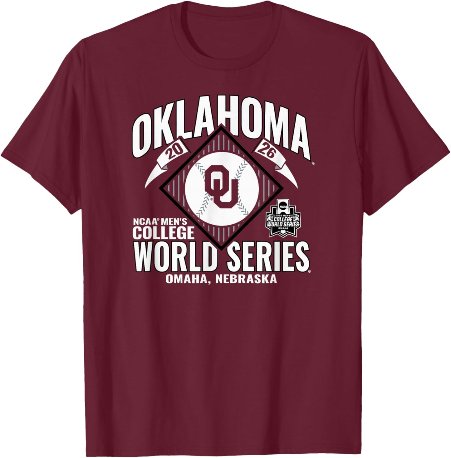 Oklahoma Sooners College World Series 2026 CWS Baseball T-Shirt - T-Shirt | Maroon