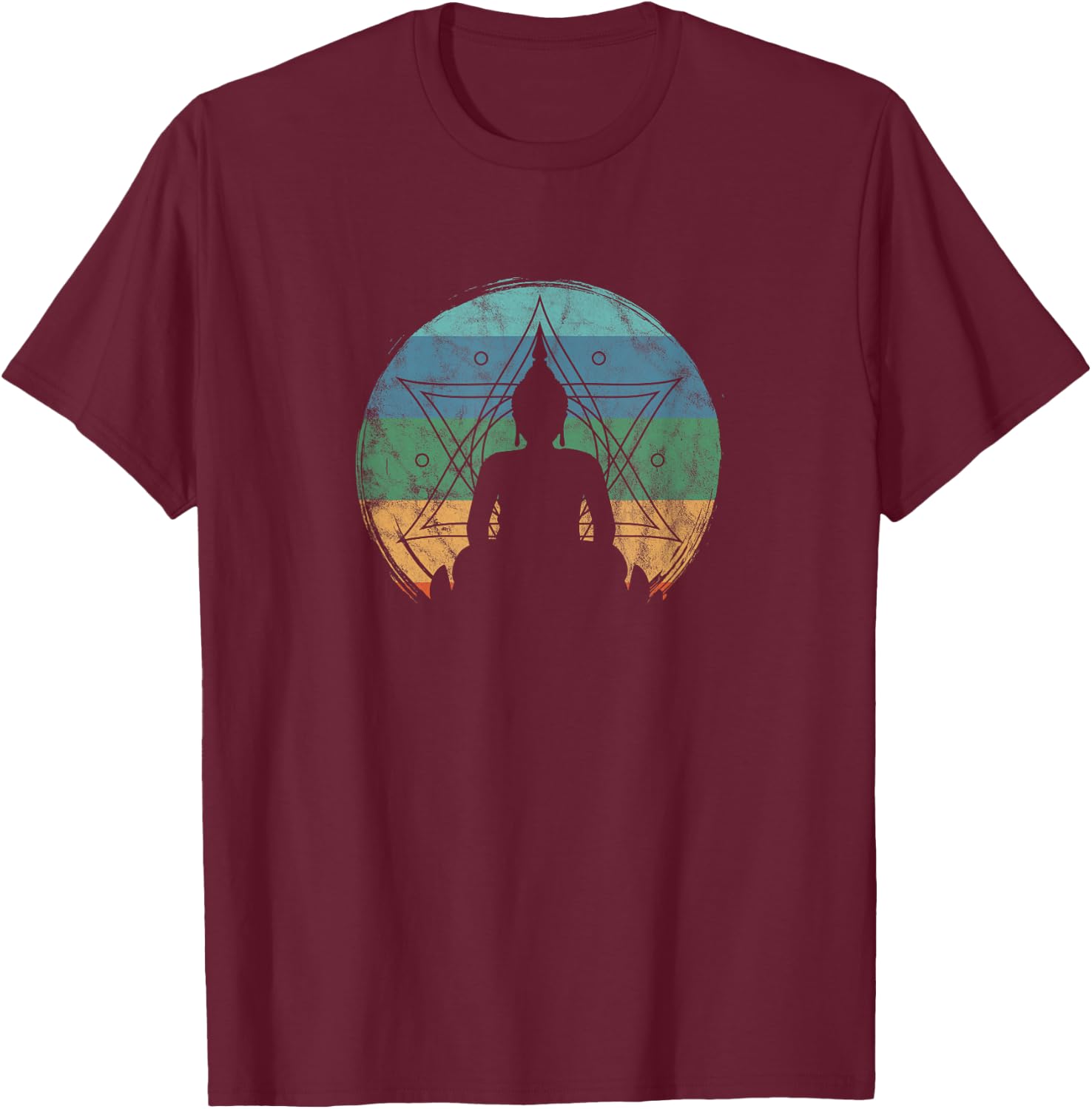Retro Buddha Buddhist Yoga Spiritual Meditation Zen T-Shirt - T-Shirt | Maroon