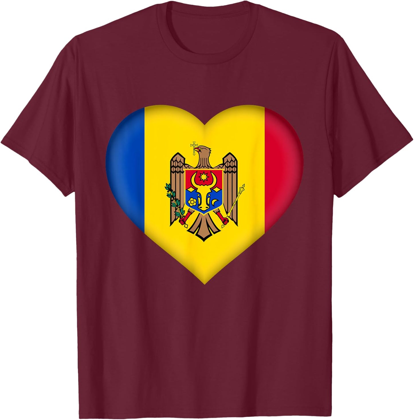 I Love Moldova | Moldovan Flag Heart Outfit T-Shirt - T-Shirt | Maroon