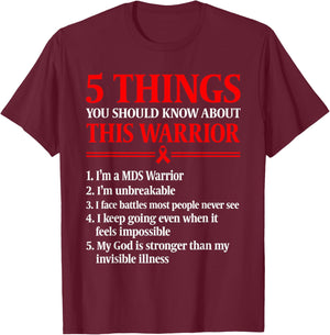 MDS Myelodysplastic Syndrome Warrior T-Shirt - T-Shirt | Maroon