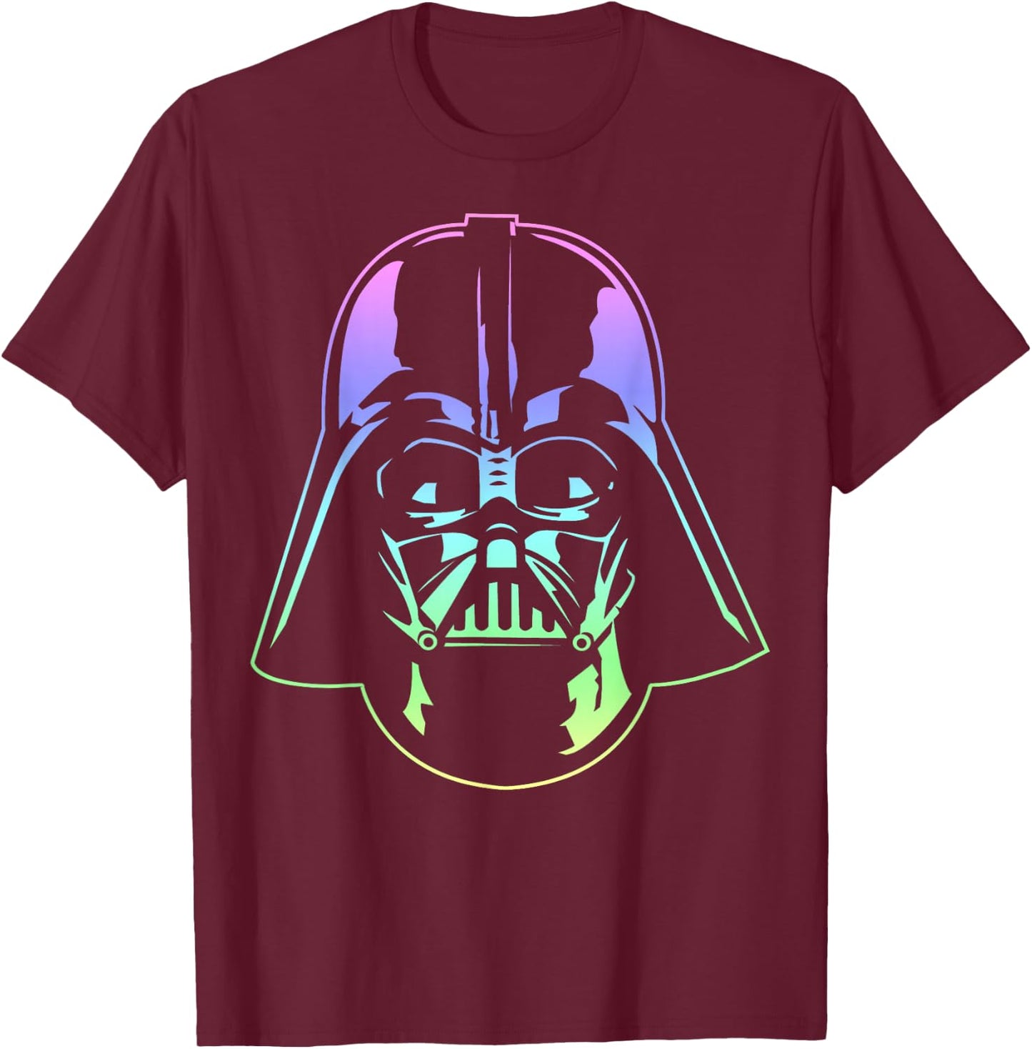 Star Wars Darth Vader Head Neon Gradient Graphic T-Shirt - T-Shirt | Maroon