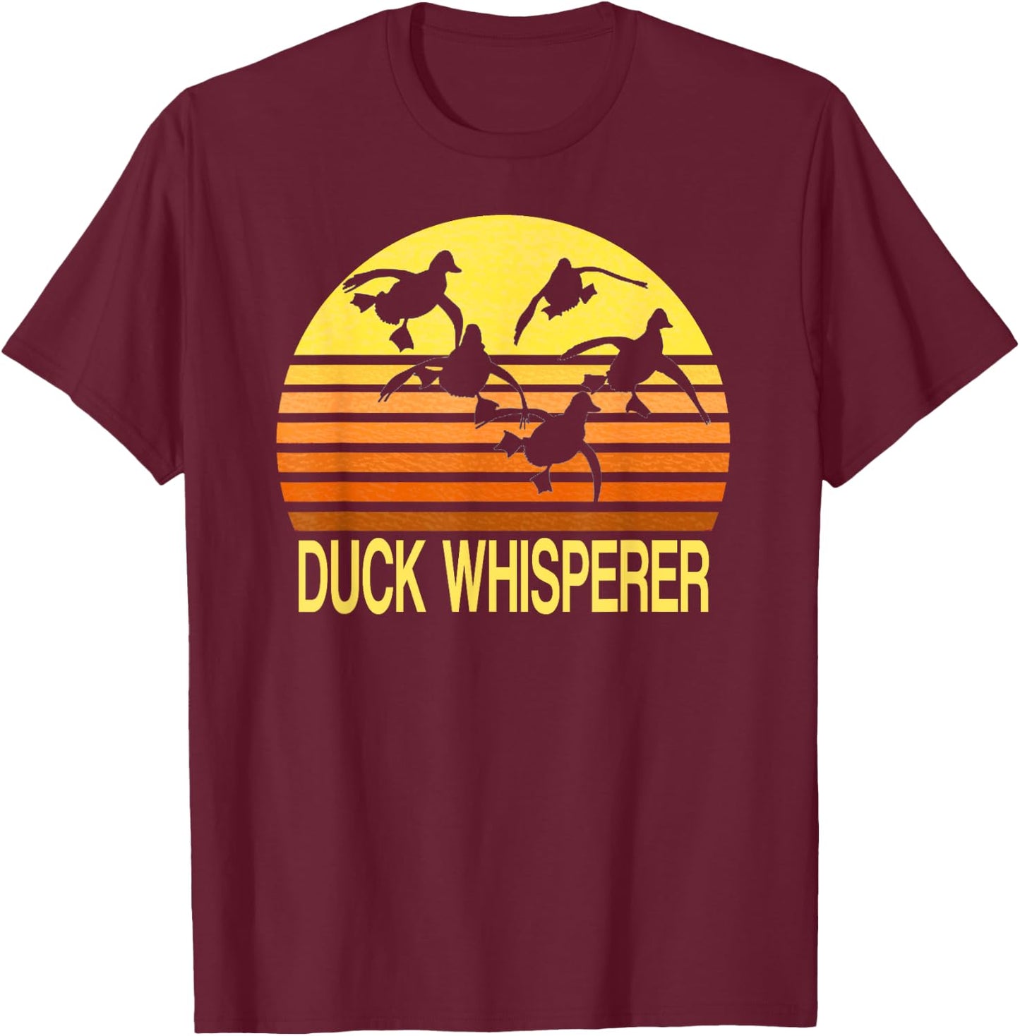 Duck Whisperer Fall Hunter Retro Sun Ducks Autumn Sky Gift 2 T-Shirt - T-Shirt | Maroon