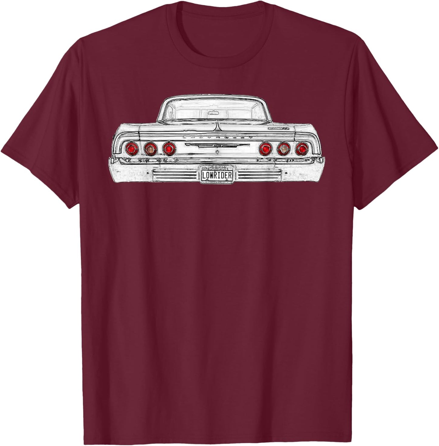 Lowrider 64 Impala Rear Dark Shirt T-Shirt - T-Shirt | Maroon