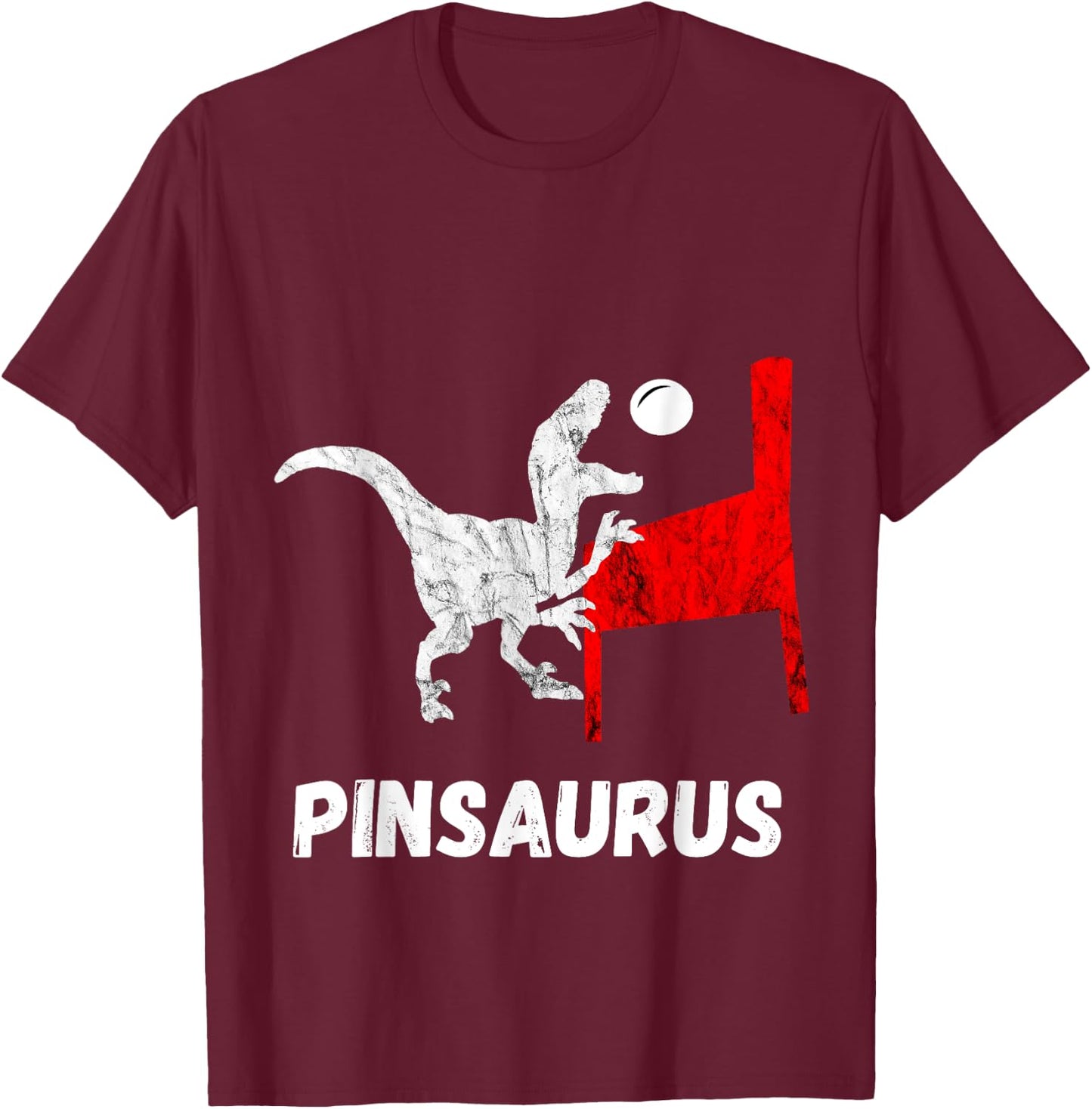 Dinosaurs Pinball Gamer Trex Pinball Machine Flipping T-Shirt - T-Shirt | Maroon