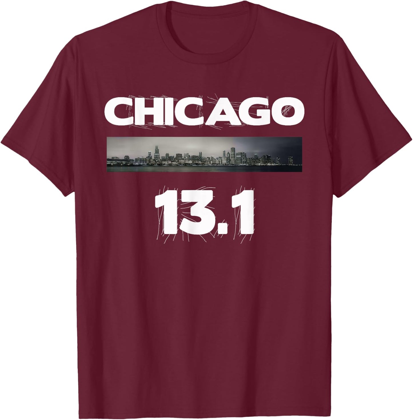 Chicago 13.1 miles Half Marathon Runner Running T-Shirt - T-Shirt | Maroon