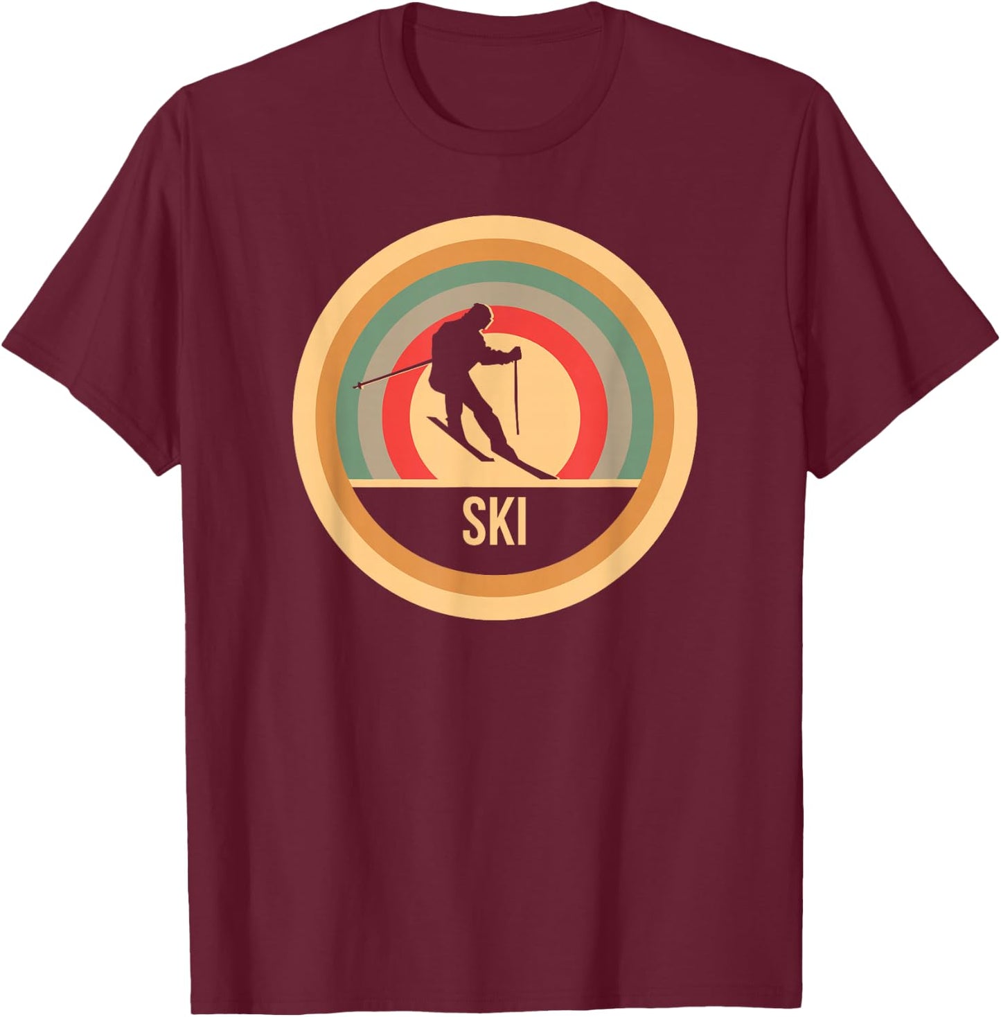 Retro Vintage Skiing - Skier T-Shirt - T-Shirt | Maroon
