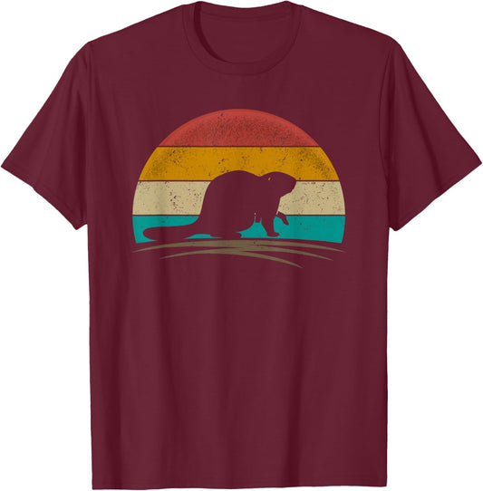Beaver Retro Vintage Castor Rodent Animal Beaver Lover T-Shirt - T-Shirt | Maroon