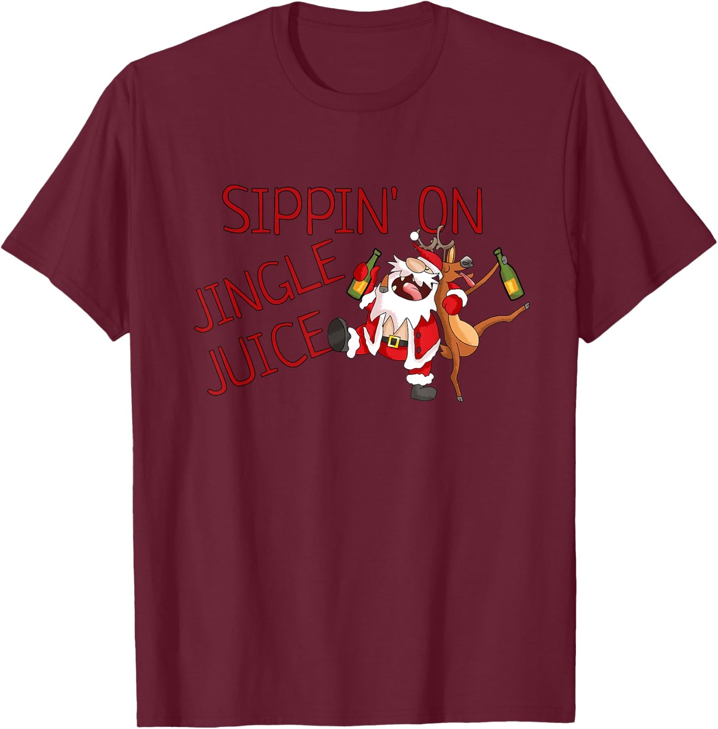Sippin On Jingle Juice | Funny Christmas Drinking Drunk Xmas T-Shirt - T-Shirt | Maroon