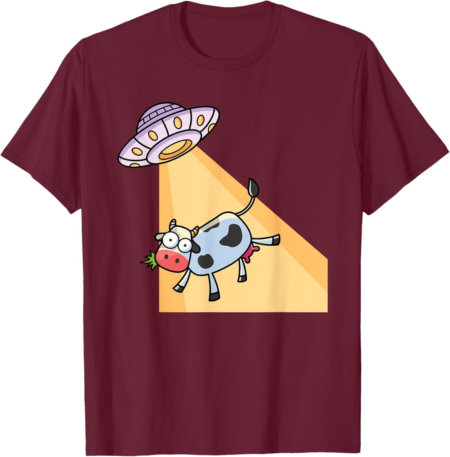 Cow UFO Alien Abduction Farm Animal Cow Lover T-Shirt - T-Shirt | Maroon