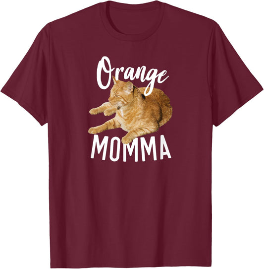 Orange Momma Tabby Lover Funny Saying Graphic T-Shirt - T-Shirt | Maroon