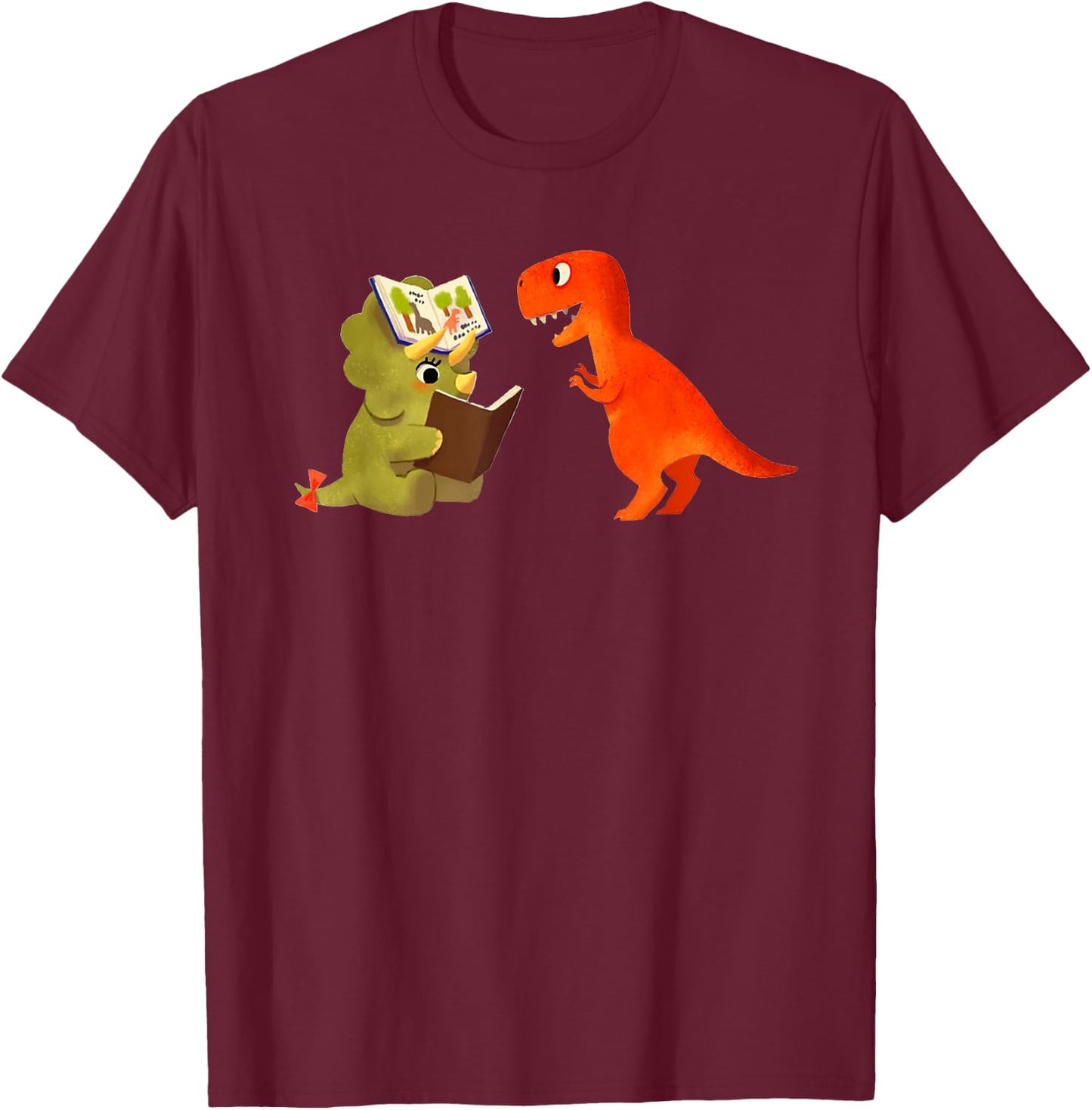 Cute Dinosaurs Book T-Shirt - T-Shirt | Maroon