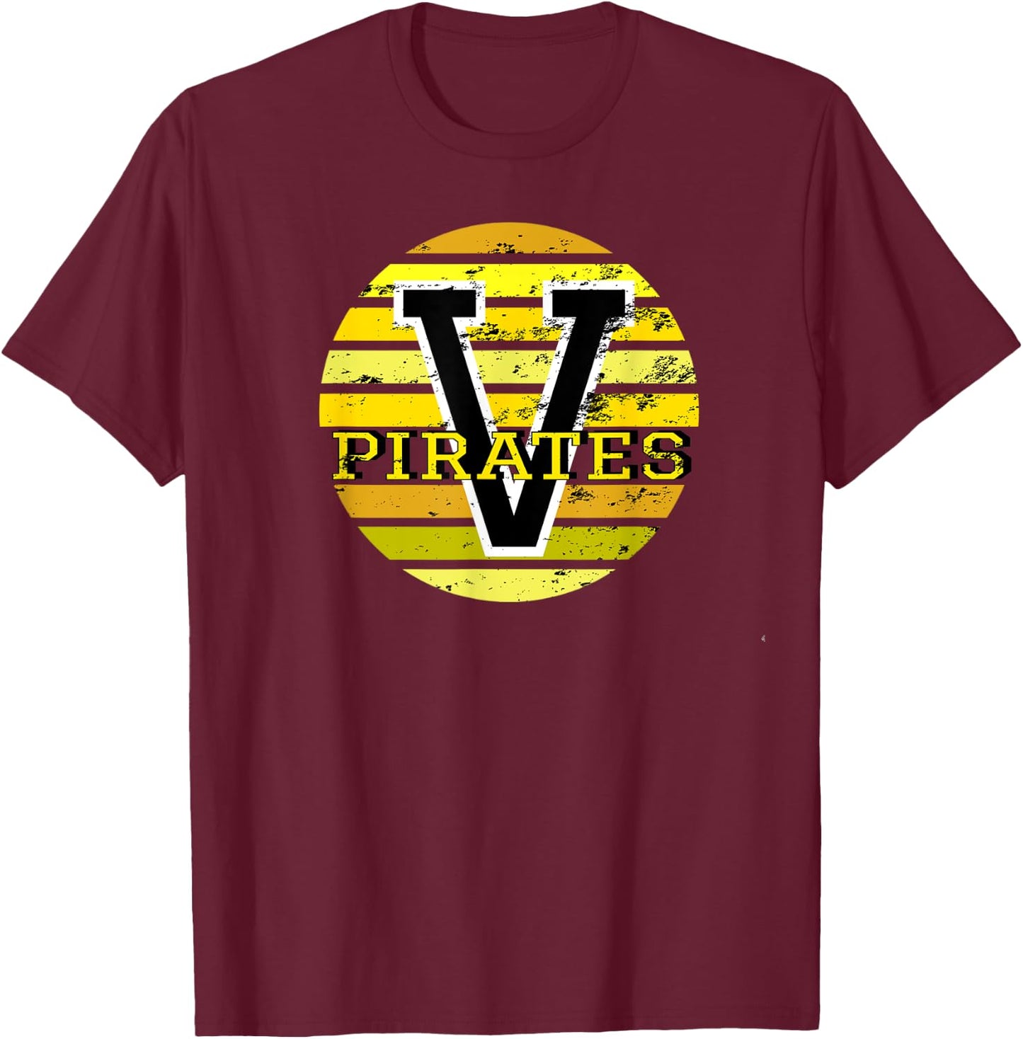 V Vidor Pirates Black & Gold School Mascot Spirit T Shirt T-Shirt - T-Shirt | Maroon