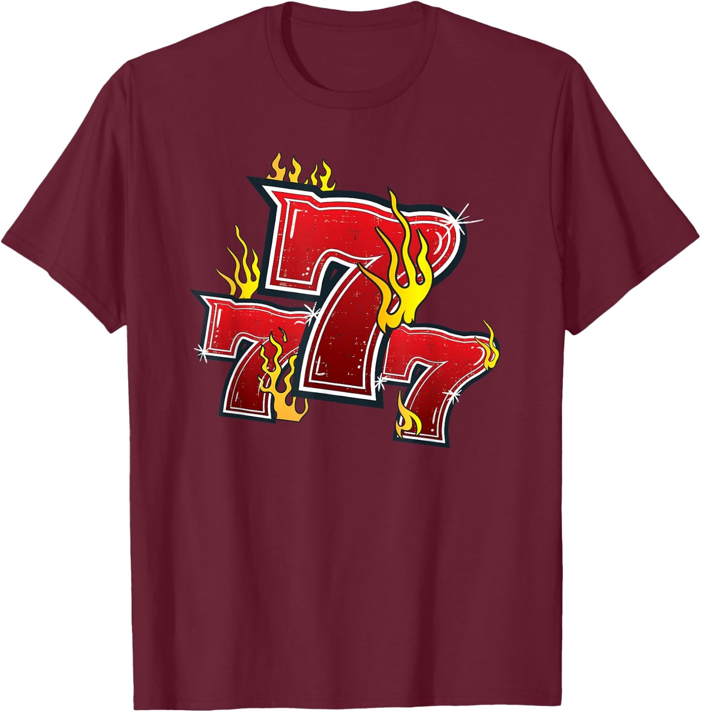 777 Lucky Slot Machine Numbers Jackpot T-Shirt - T-Shirt | Maroon