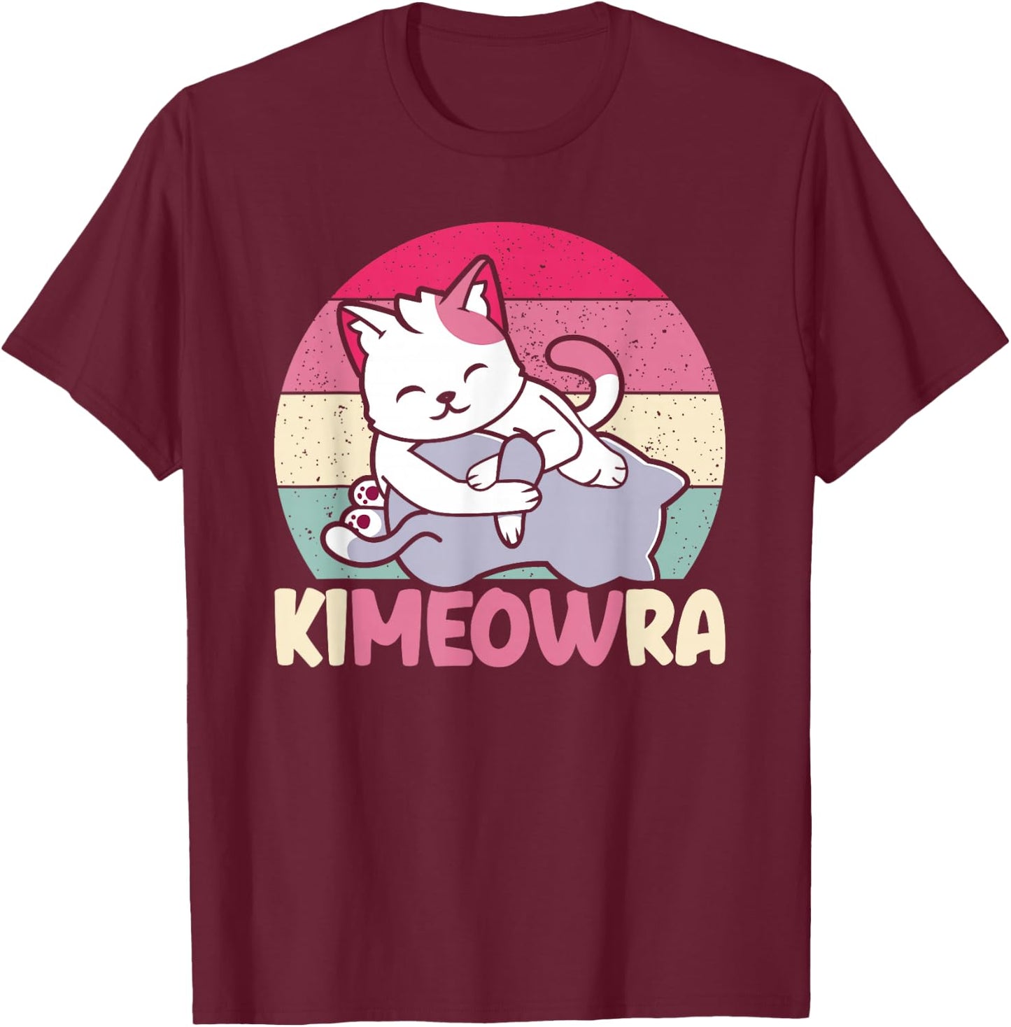 Cute Kimeowra | Funny Brazilian Jiu Jitsu BJJ Cat MMA T-Shirt - T-Shirt | Maroon