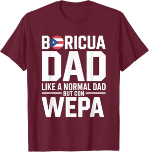 Puerto Rico Papi Wepa Boricua Bori Puerto Rican Dad T-Shirt - T-Shirt | Maroon