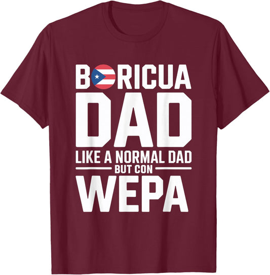 Puerto Rico Papi Wepa Boricua Bori Puerto Rican Dad T-Shirt - T-Shirt | Maroon