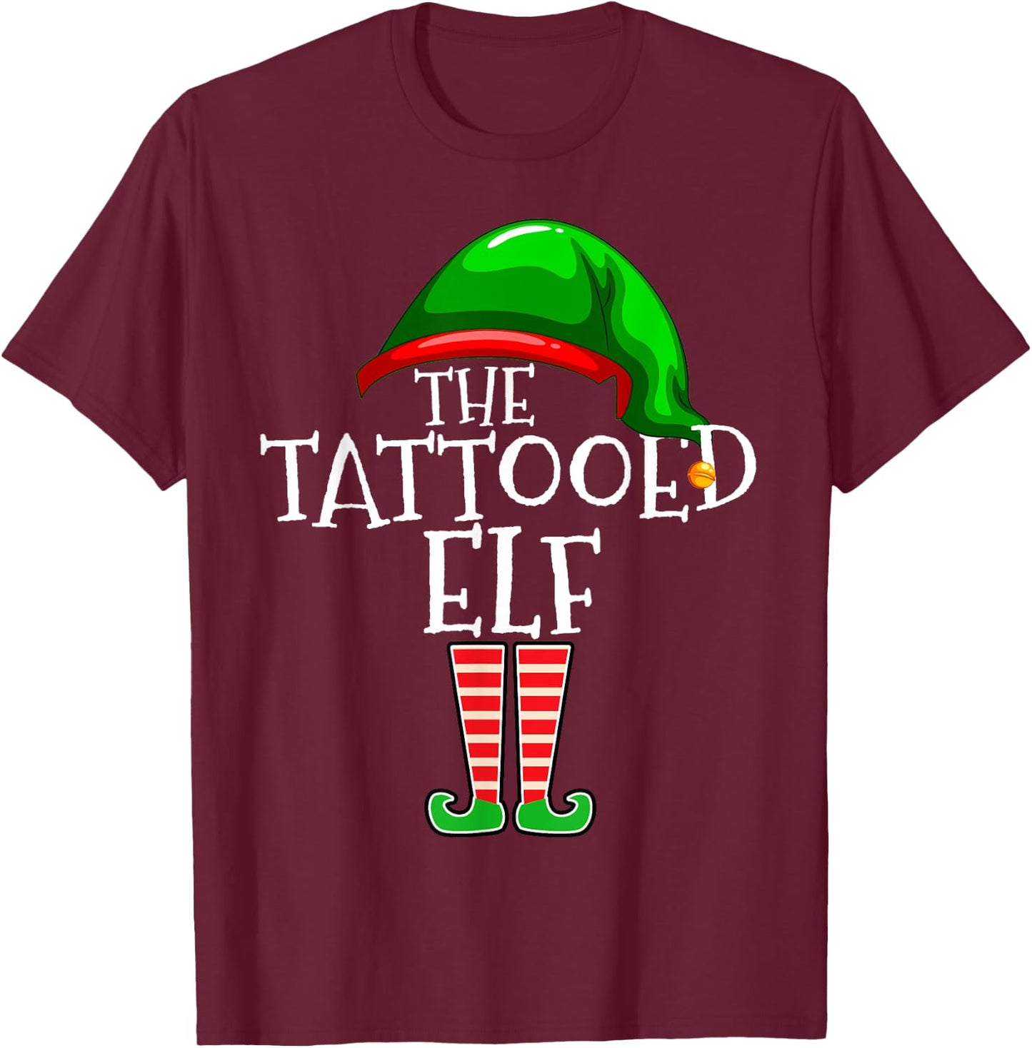 Tattooed Elf Family Matching Group Christmas Tattoo T-Shirt - T-Shirt | Maroon