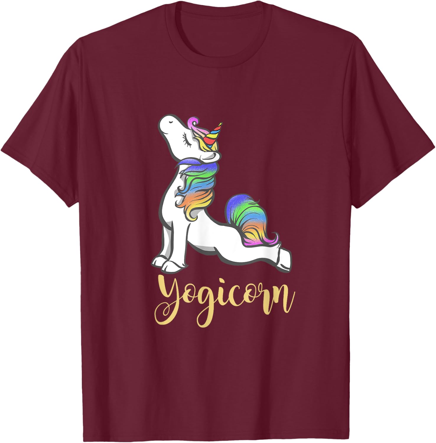 Women Yogicorn Unicorn Yoga T-Shirt - T-Shirt | Maroon