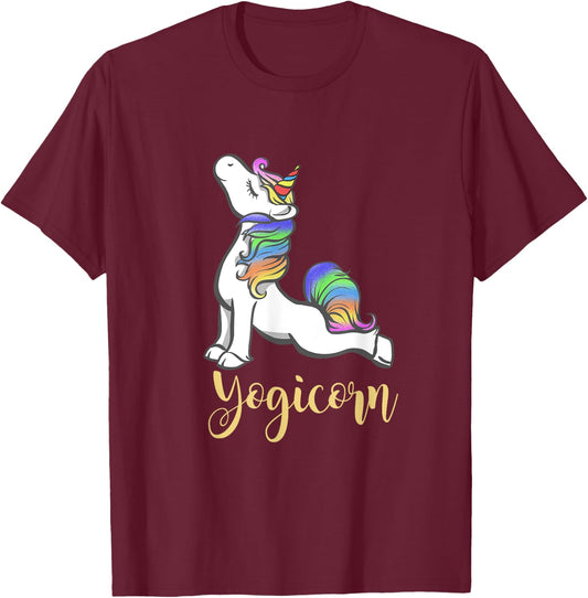 Women Yogicorn Unicorn Yoga T-Shirt - T-Shirt | Maroon