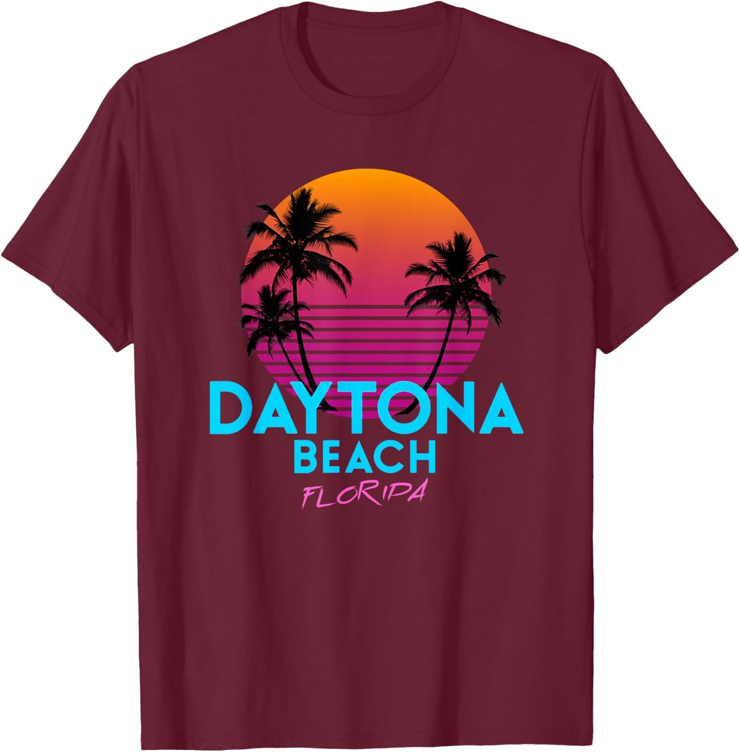 Daytona Beach Florida Retro 80s T-Shirt - T-Shirt | Maroon