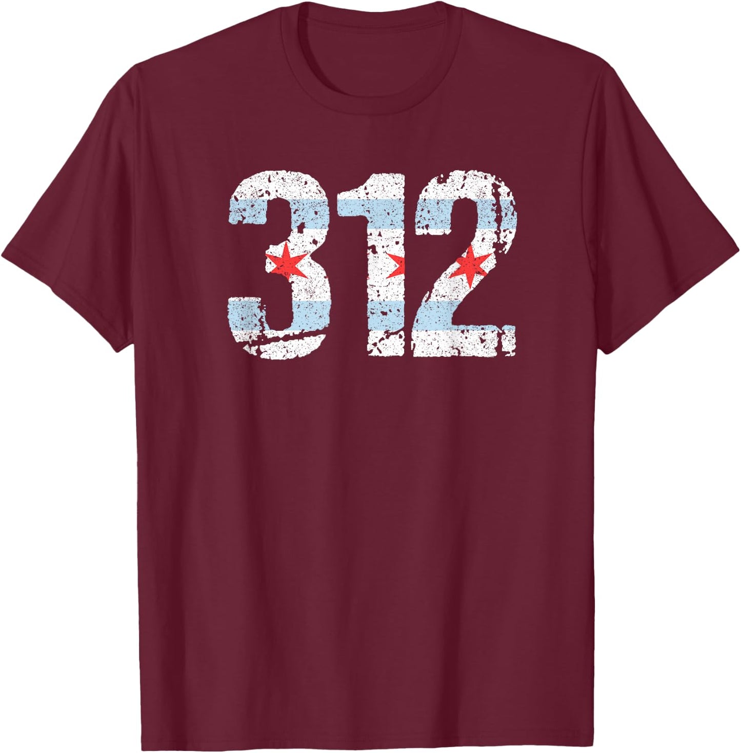Chicago Shirt Chicago 312 Flag Area Code T Shirt City Pride T-Shirt - T-Shirt | Maroon