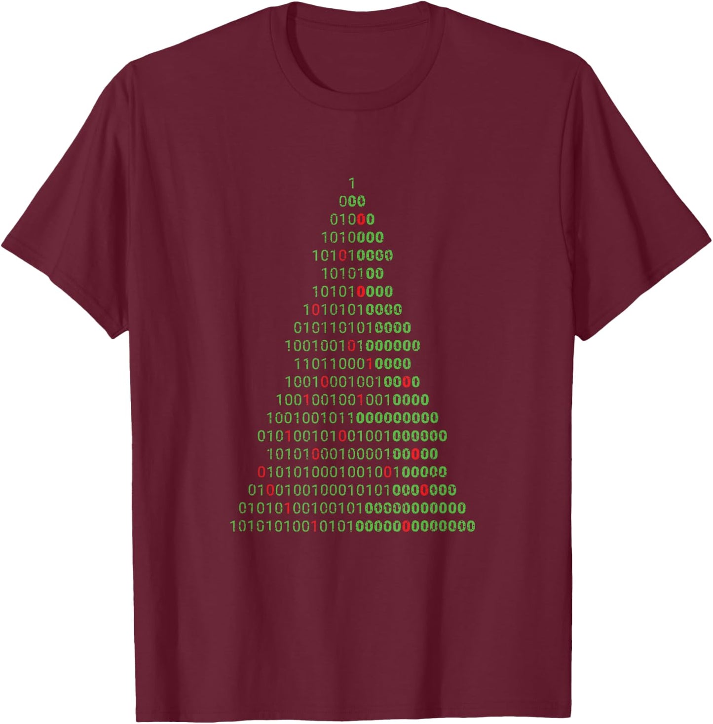 Funny Binary Christmas Tree Computer Programmers and Geek T-Shirt - T-Shirt | Maroon