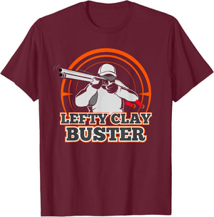 Lefty Clay Buster Skeet Shooting T Shirt Trap Shotgun Gift T-Shirt - T-Shirt | Maroon