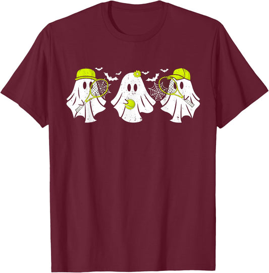 Ghost Tennis Player Funny Halloween Costume Women T-Shirt - T-Shirt | Maroon