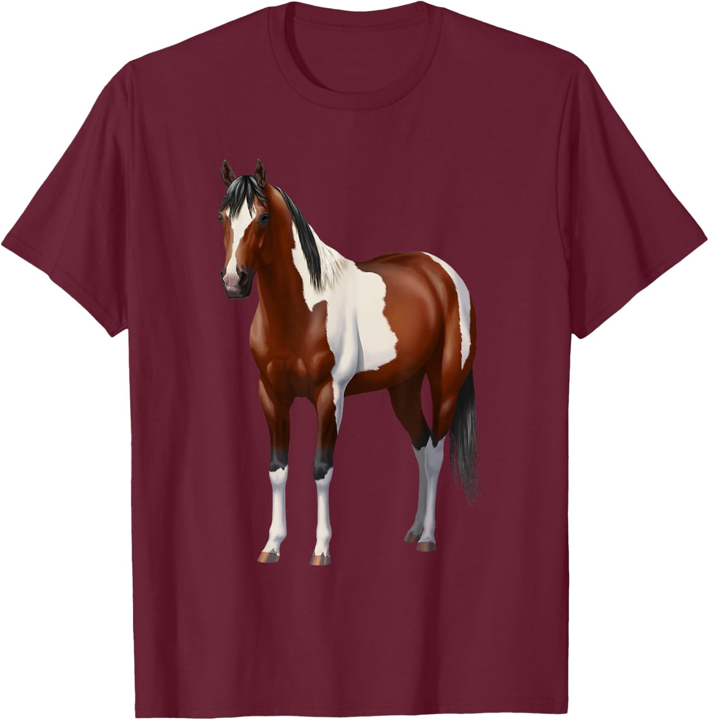 Beautiful Brown Bay Pinto Paint Horse Lover Gift T-Shirt - T-Shirt | Maroon