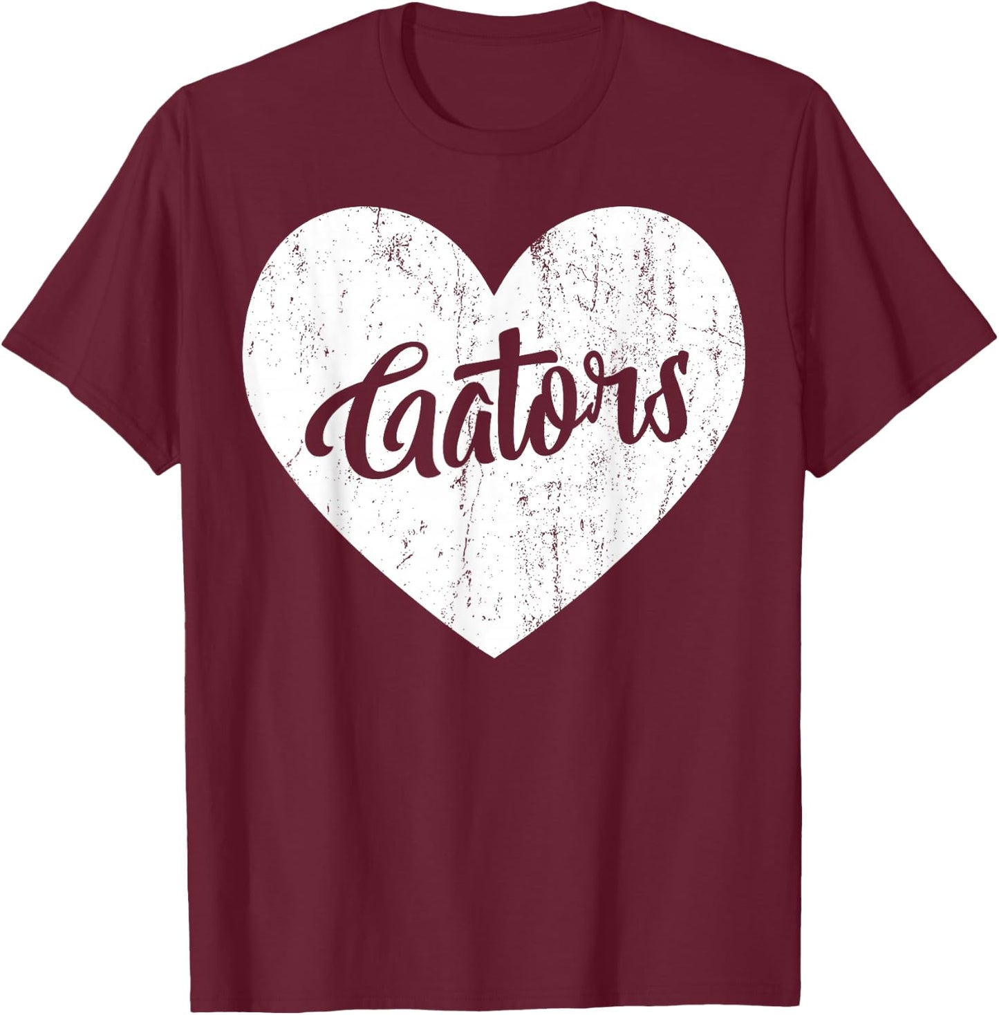 Gators School Sports Fan Team Spirit Mascot Heart Gift T-Shirt - T-Shirt | Maroon