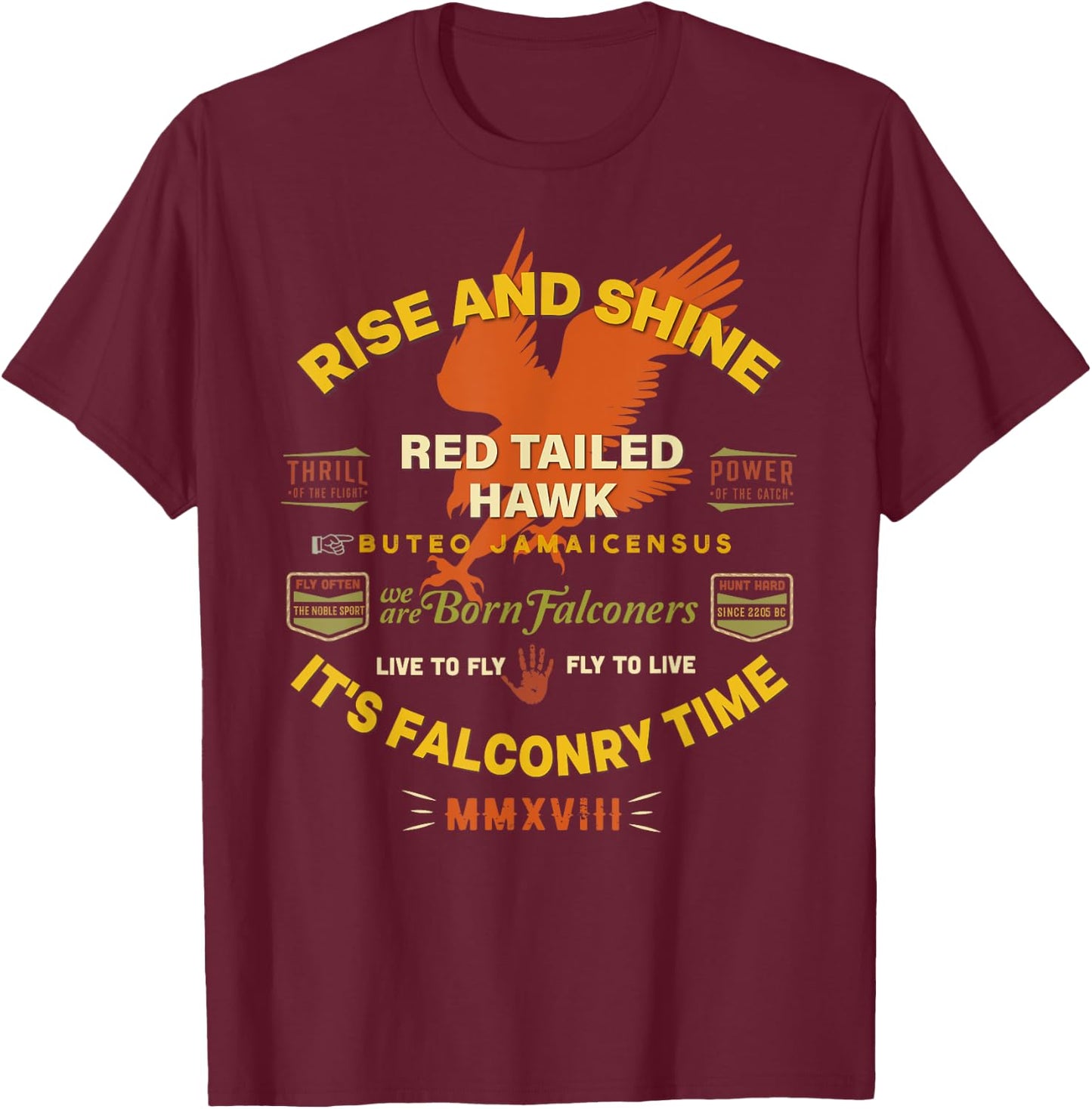 It's Falconry Time! Red Tail Hawk Graphic for Falconers T-Shirt - T-Shirt | Maroon