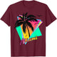 Miami 80s Tropical Summer And Beach Palm Tree Sunset T-Shirt - T-Shirt | Maroon