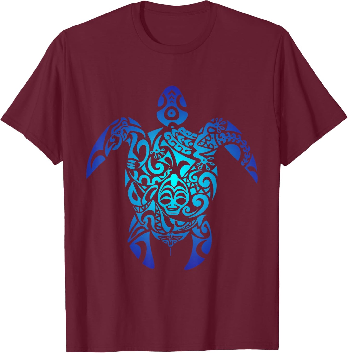 Tribal Sea Turtle Hawaii Islander Polynesian Maori Art T-Shirt - T-Shirt | Maroon