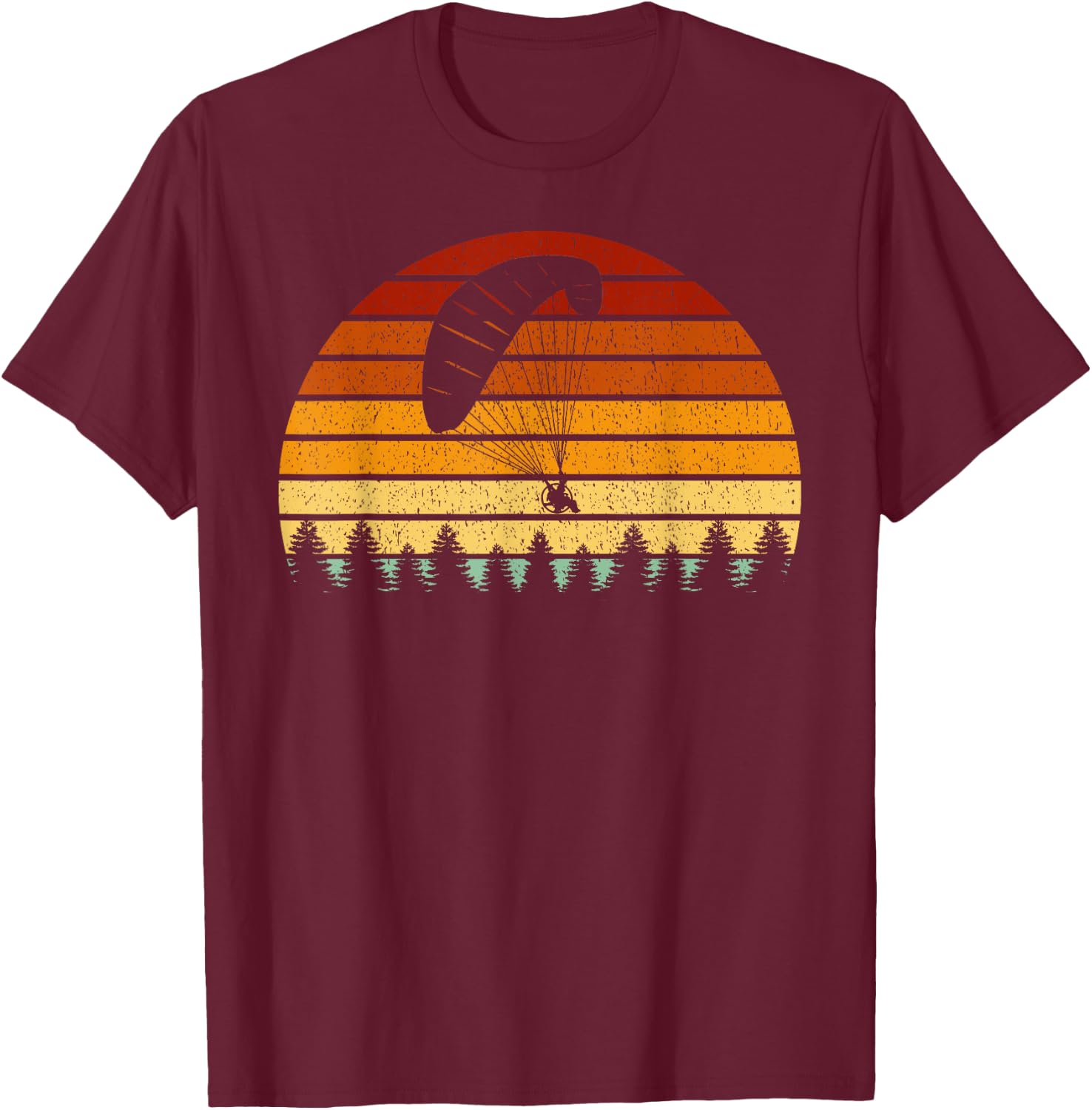 Vintage Sunset Paragliding Gift Paragliders T-Shirt - T-Shirt | Maroon