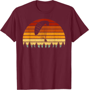 Vintage Sunset Paragliding Gift Paragliders T-Shirt - T-Shirt | Maroon