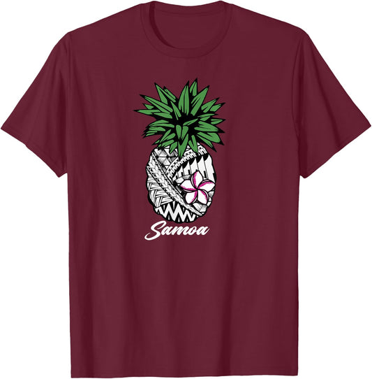 Samoa Samoan tribal pineapple shirt T-Shirt - T-Shirt | Maroon