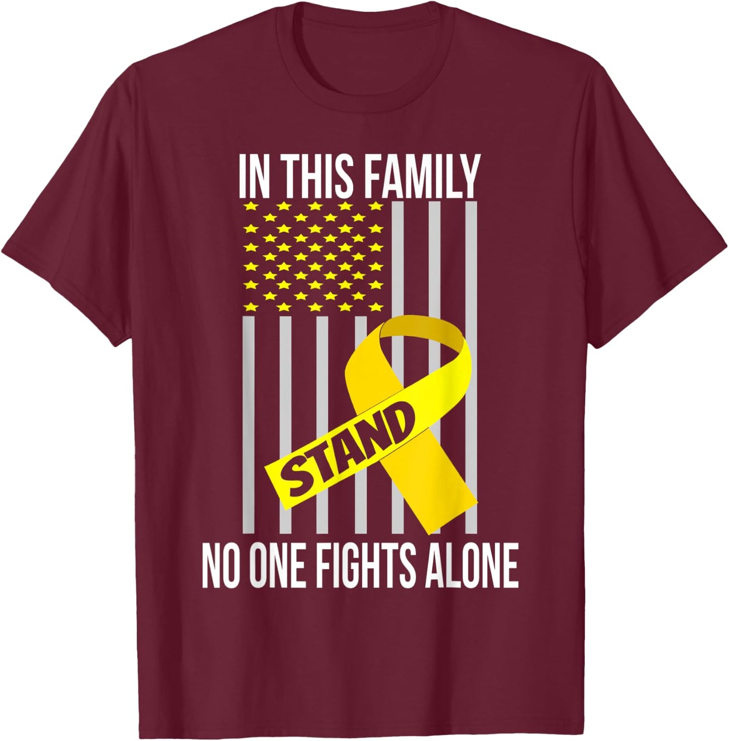 USA Flag Spina Bifida Ribbon Spina Bifida Awareness T-Shirt - T-Shirt | Maroon