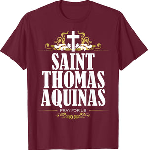 St. Thomas Aquinas Philosophy Catholic Theology Saint T-Shirt - T-Shirt | Maroon