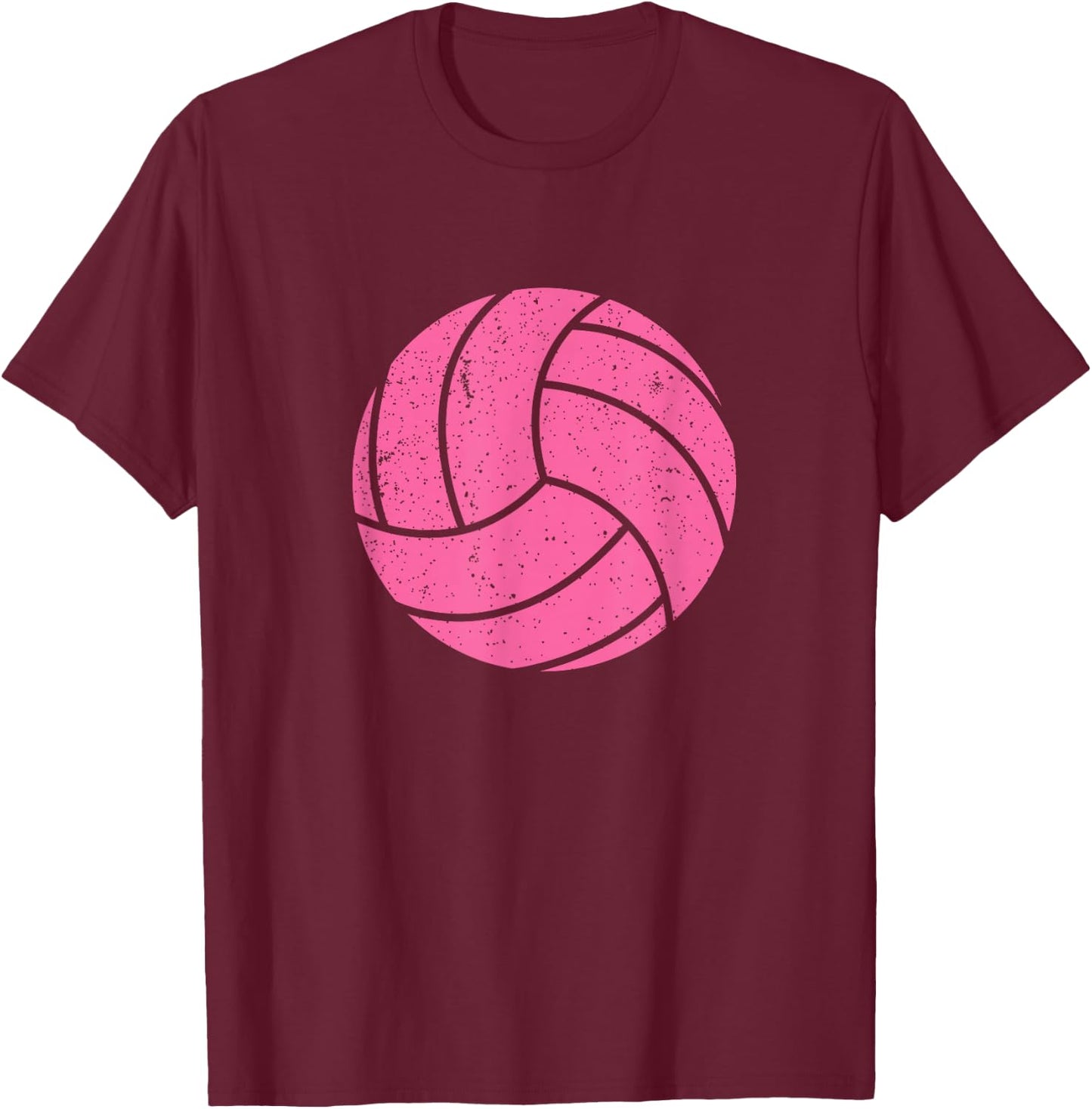 Cute Pink Volleyball Player, Fan, Coach, Mom T-Shirt - T-Shirt | Maroon