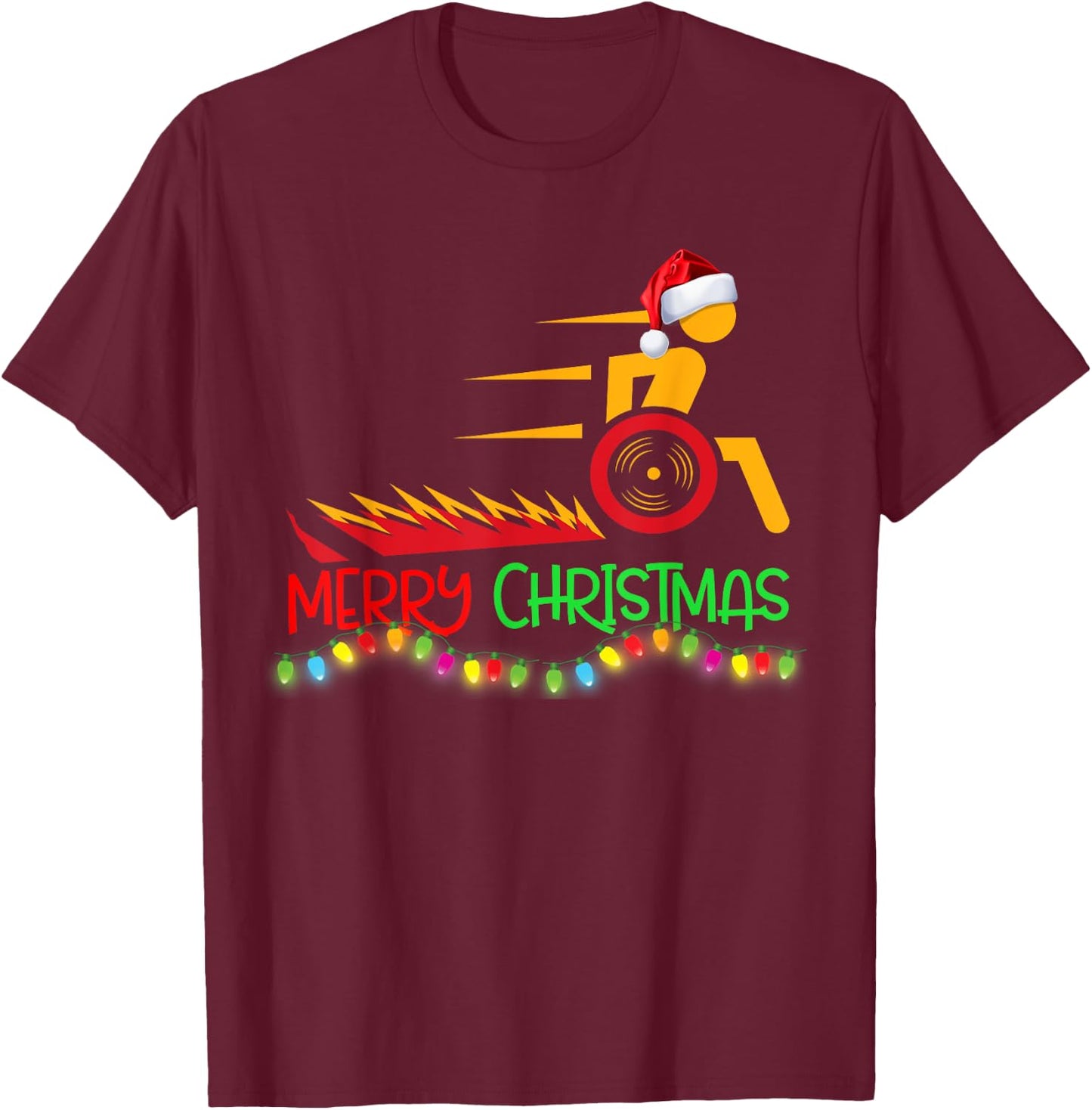 Funny Wheelchair Design | Gift Xmas Merry Christmas Saying T-Shirt - T-Shirt | Maroon