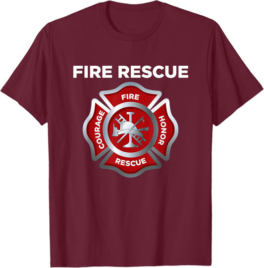 Firefighter EMS Fire Rescue T-Shirt - T-Shirt | Maroon