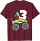 Kids Monster Truck Shark 3rd Birthday Boy 3 Three Year Old T-Shirt - T-Shirt | Maroon